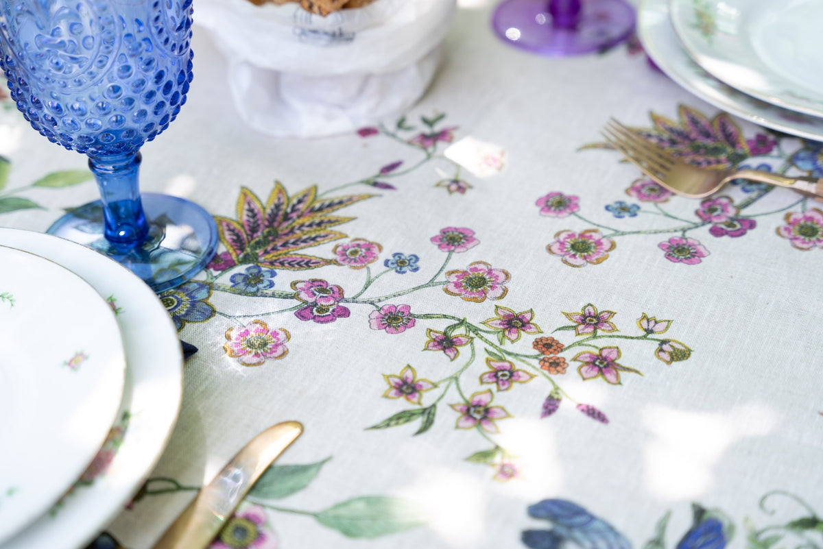 Biloba Printed Linen Tablecloth