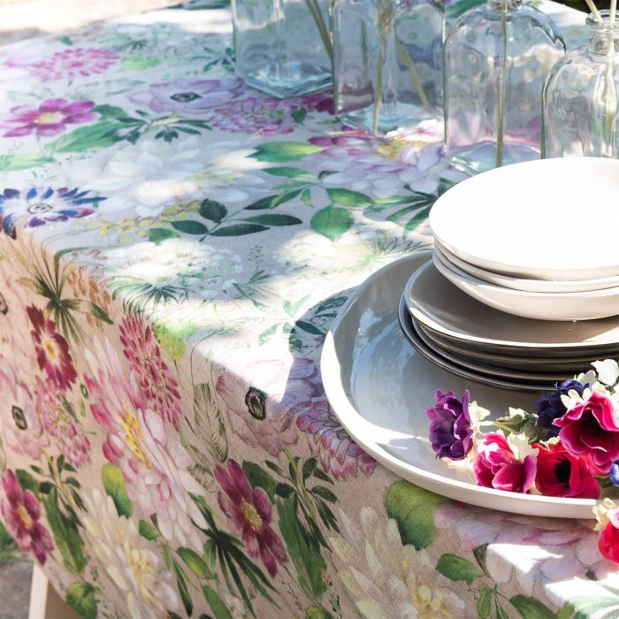 Nappe La Vie en Rose en lin imprimé