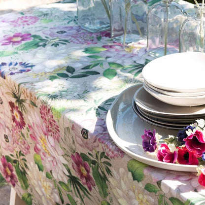 Nappe La Vie en Rose en lin imprimé